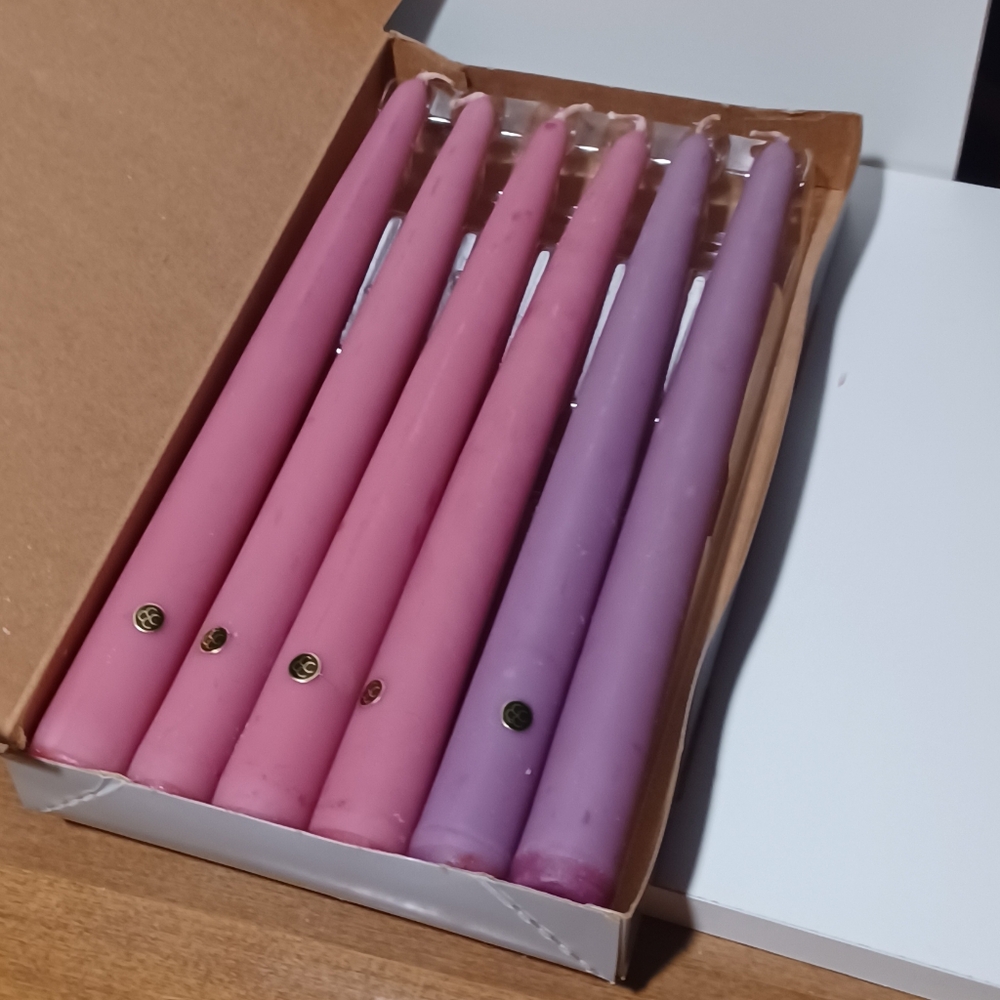 PartyLite 10 Inch Hand-Dipped Taper Candles - 4 Rose & 2 Lavender